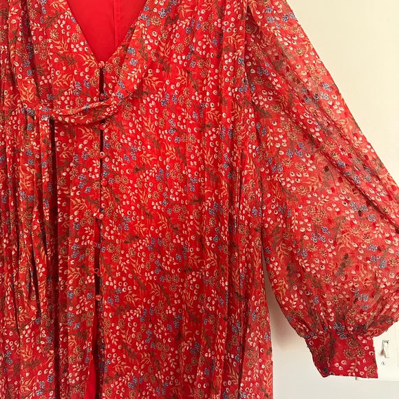 ASOS Maternity Red Floral Long Sleeve Dress - Picture 6 of 12